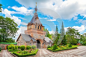 Main gate of Puhtitsa Monastery. Kuremae, Estonia