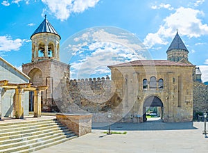 The main gate of Svetitskhoveli Cathedral in Mtskheta photo