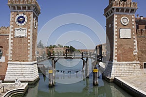 The main gate of Venice Arsenal Arsenale di Venezia, Italy