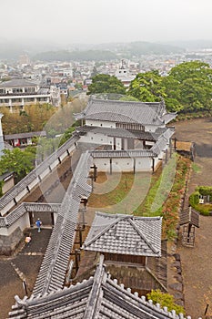 Main Gate and walls of Shiroishi Castle, Japan photo