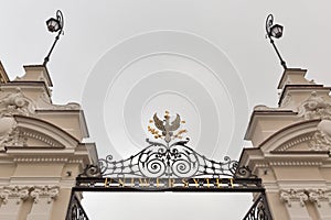 Main Gate of Warsaw University closeup, Poland