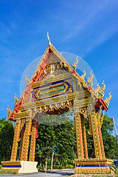 main gate of Wat PhuTonUTidSitThaRam Temple in surat thani,thailand