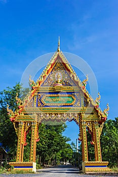 Main Gate of Wat PhuTonUTidSitThaRam Temple in surat thani,thailand