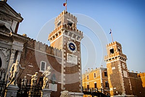 The main gates at the Venetian Arsenal, Venice, Italy