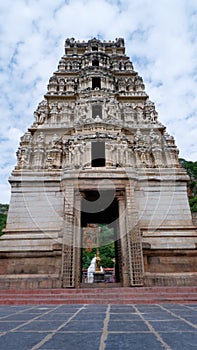 Main Gopura of Sri Yaganti Uma Maheswara Temple or Yaganti, Yaganti, Ryalaseema, Andhra Pradesh, India