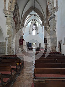 Main hall of the Prejmer fortified church , Romania