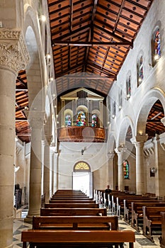 The main hall of the Saint Josephs Church is located on the territory of Church of the Annunciation in the Nazareth city in