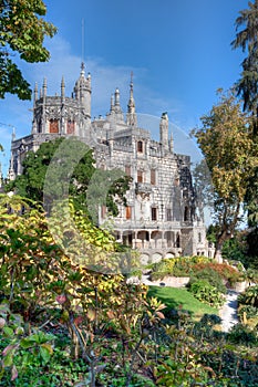 Main house of Quinta da Regaleira palace in Sintra, Portugal