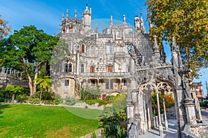 Main house of Quinta da Regaleira palace in Sintra, Portugal