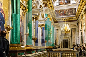 The main iconostasis and the Royal gate of St. Isaac`s Cathedral.