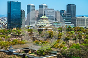 Main keep and the wall of Osaka Castle at osaka photo