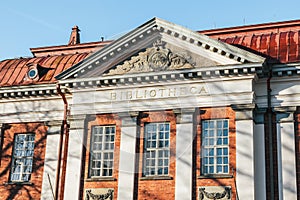 The main library building in Turku, Finland in spring