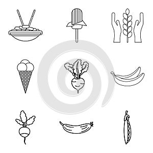 Main menu icons set, simple style