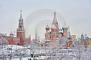 Main Moscow Attractions in Heavy Snowfall