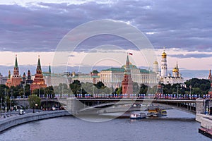 The main Moscow landmark - the Kremlin in the evening time