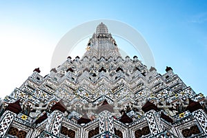 The main pagoda of Phra Prang Wat Arun, Bangkok Thailand.