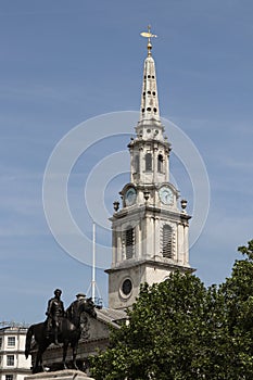 Main part of London church in historical part of city in United kingdom. Gothic style. Building made in middle ages for faithful