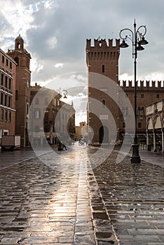 Main plaza of Ferrara city