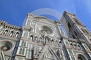 Main portal and bell tower of the Cathedral of Santa Maria del Fiore, Florence, Tuscany, Italy photo
