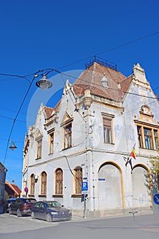 Main Post Office historical building on Mitropoliei Street and Post Street in Historic Center of Sibiu city, Romania