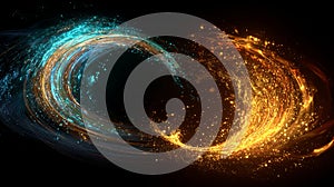 A main, powerful stream of electric blue and cyan light lines curves dynamically from the left.