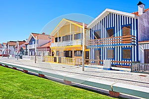 Main promenade of Costa Nova, Aveiro, Portugal photo