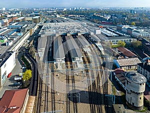 Main railway station in Krakow, Poland, with car parking on the roof