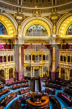 The Main Reading Room, in the Library of Congress, Washington, D