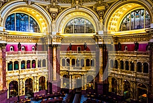 The Main Reading Room, in the Library of Congress, Washington, D