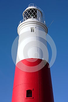 Main red and white lighthouse on Portland near Weymouth in Dorset