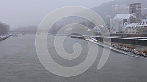 the main river in wuerzburg germany in winter