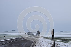 main road road to Mayen and NÃ¼rburgring in winter