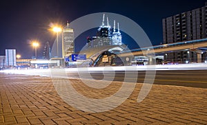 Main road of a United Arab Emirates, Shekh Zayed road. Shot taken in Dubai. Many of famous landmarks such World trade center,