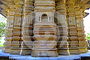 Main shikhar wall of Sangameshwar temple near Saswad, Pune, Maharashtra