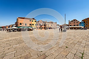 The Main Square in Burano Island - Piazza Baldassarre Galuppi Venice Italy
