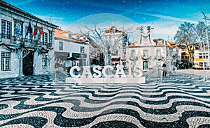 Main Square of Cascais Town Hall decorated with Christmas decorations