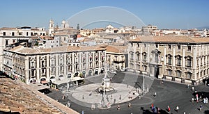 The main square of Catania, `Piazza Duomo`, seen from above