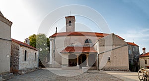 Main square and church at Beli in Cres island