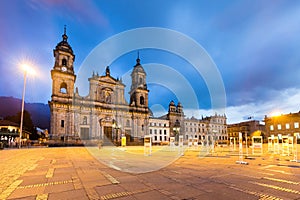 Main square with church, Bolivar square in Bogota, Colombia