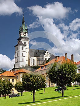 Main square, church and castle in Kremnica