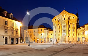 Main square city of Slovenia and Church of the Hol