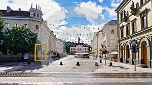 Main square of the city of Tartu on a cloudy day