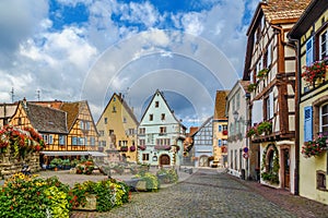 Main square in Eguisheim, Alsace, France