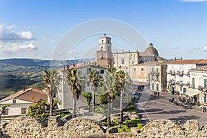 Main square with medieval cathedral in Santa Severina, Italy