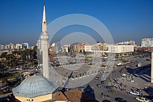 Main square with minaret, Tirana, Albania