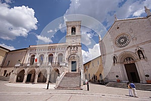 Main square of Norcia, Umbria, Italy photo