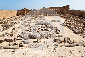 Main square in old Roman Town, Leptis Magna Libya