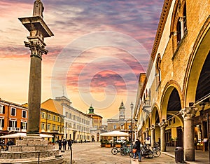 Main square in Ravenna in Italy photo
