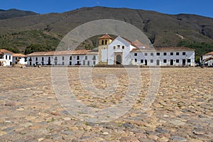 Main square of Villa de Leyva city in Colombia