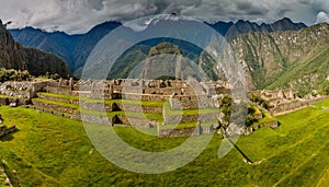 Main square and walls at Machu Picchu ruins